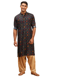 Thumbnail for Vastramay Men's Blue And Rose Gold Cotton Blend Kurta And Patiala Set - Distacart
