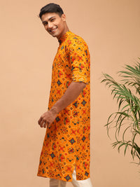 Thumbnail for Vastramay Men's Yellow Cotton Blend Kurta - Distacart