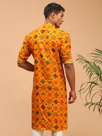 Thumbnail for Vastramay Men's Yellow Cotton Blend Kurta - Distacart