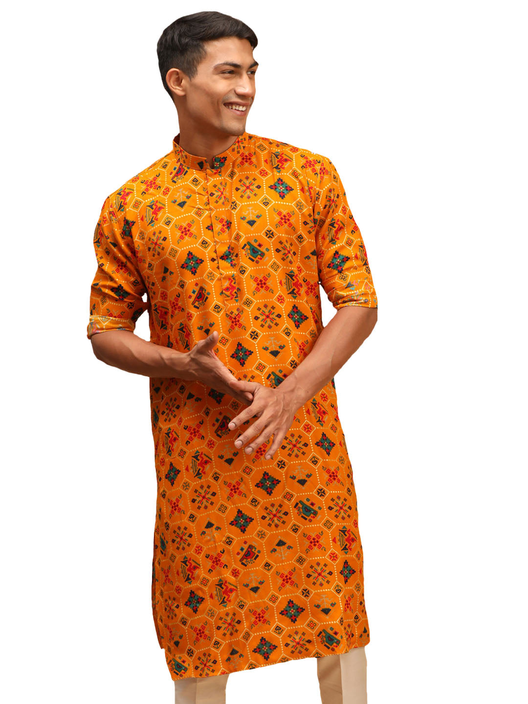 Vastramay Men's Yellow Cotton Blend Kurta - Distacart