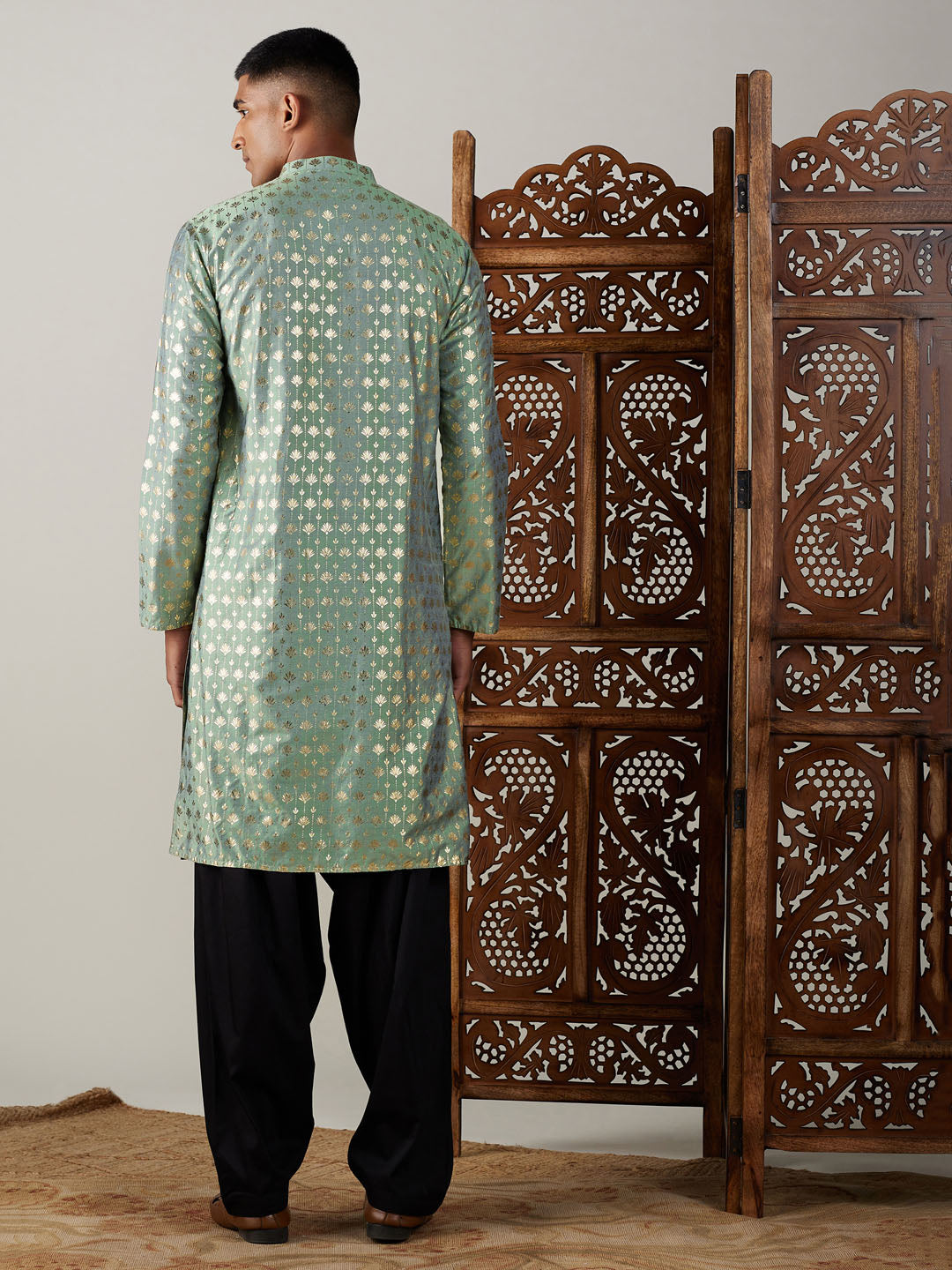 Vastramay Men's Green And Black Viscose Kurta And Patiala Set - Distacart