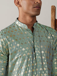 Thumbnail for Vastramay Men's Green And Black Viscose Kurta And Patiala Set - Distacart