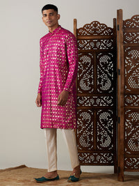 Thumbnail for Vastramay Men's Pink And Cream Viscose Kurta Pyjama Set - Distacart
