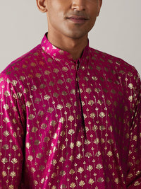 Thumbnail for Vastramay Men's Pink And Cream Viscose Kurta Pyjama Set - Distacart