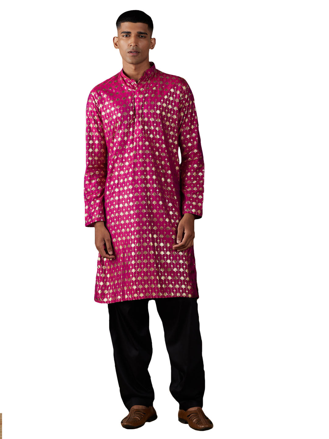 Vastramay Men's Pink And Black Viscose Kurta And Patiala Set - Distacart