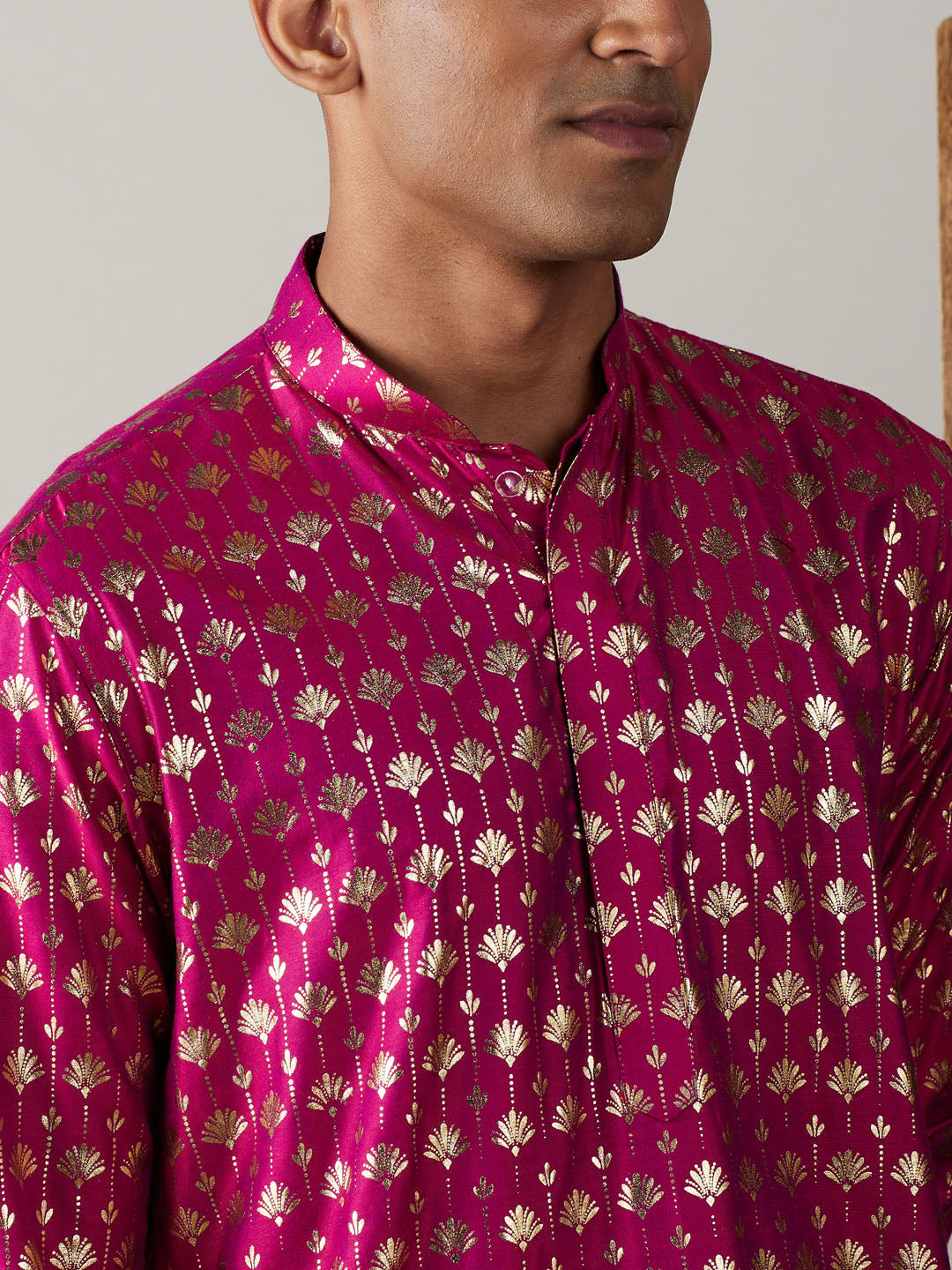 Vastramay Men's Pink And Cream Viscose Kurta Pyjama Set - Distacart