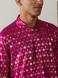 Thumbnail for Vastramay Men's Pink And Cream Viscose Kurta Pyjama Set - Distacart