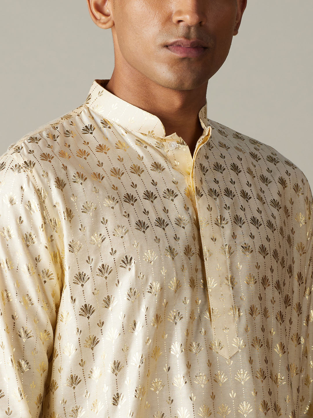 Vastramay Men's Gold And Cream Viscose Kurta And Patiala Set - Distacart