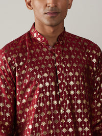 Thumbnail for Vastramay Men's Maroon And Black Viscose Kurta And Patiala Set - Distacart