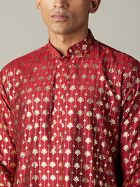 Thumbnail for Vastramay Men's Maroon And Cream Viscose Kurta And Patiala Set - Distacart