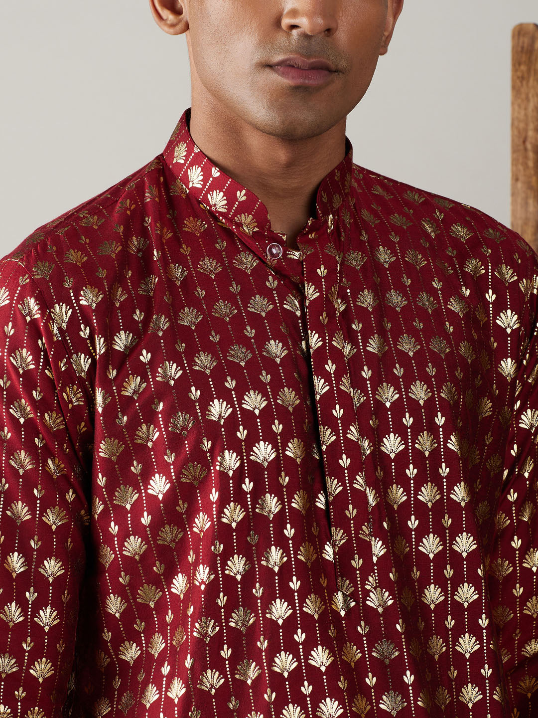Vastramay Men's Maroon And Cream Viscose Kurta Pyjama Set - Distacart