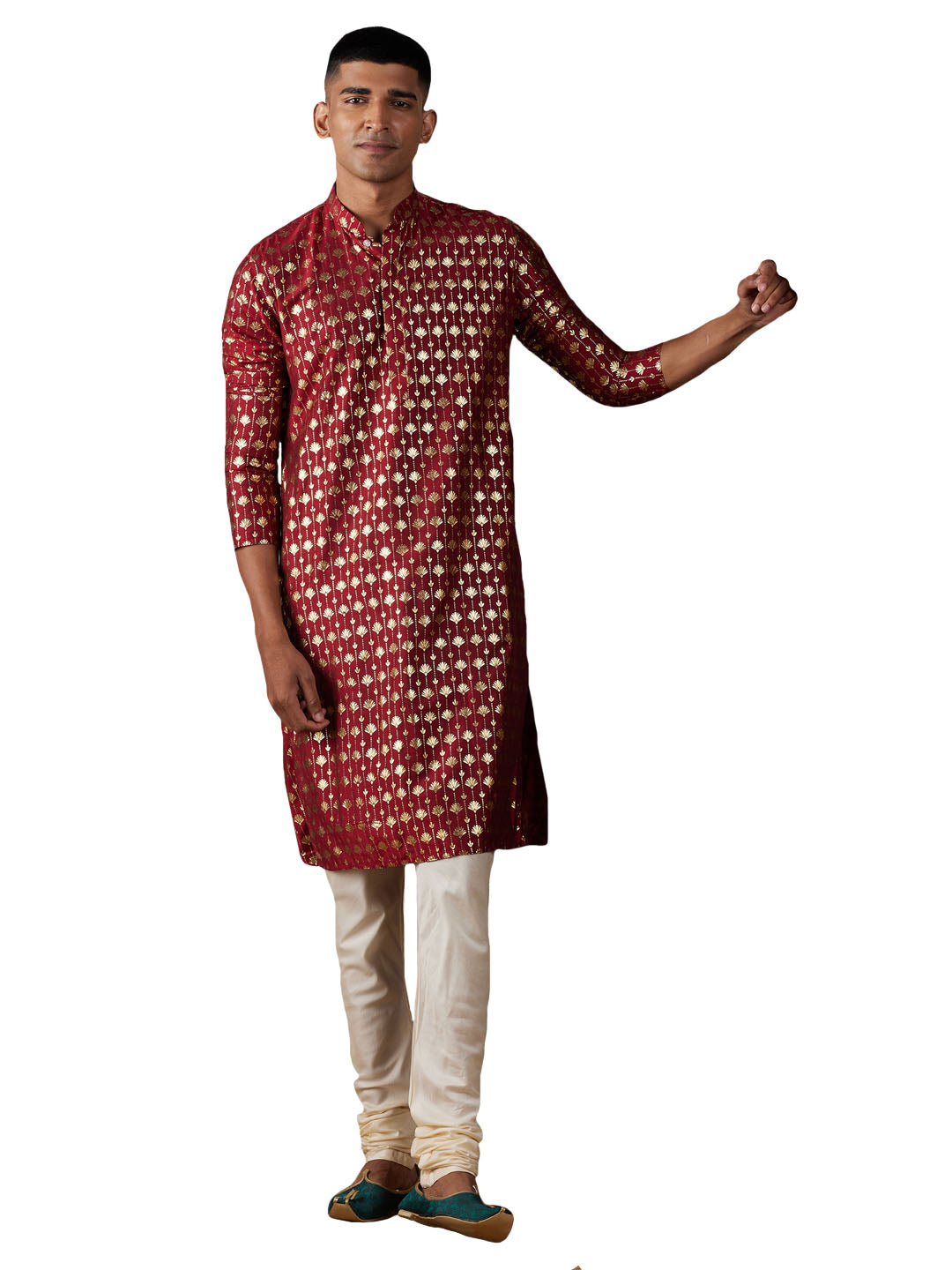 Vastramay Men's Maroon And Cream Viscose Kurta Pyjama Set - Distacart
