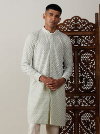 Thumbnail for Vastramay Men's Green Georgette Kurta - Distacart