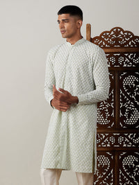 Thumbnail for Vastramay Men's Green Georgette Kurta - Distacart