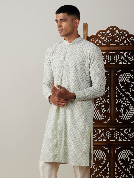 Vastramay Men's Green Georgette Kurta - Distacart