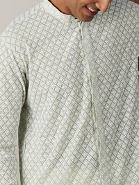 Thumbnail for Vastramay Men's Green Georgette Kurta - Distacart