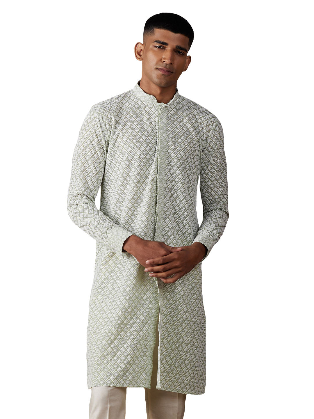 Vastramay Men's Green Georgette Kurta - Distacart