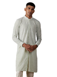 Thumbnail for Vastramay Men's Green Georgette Kurta - Distacart
