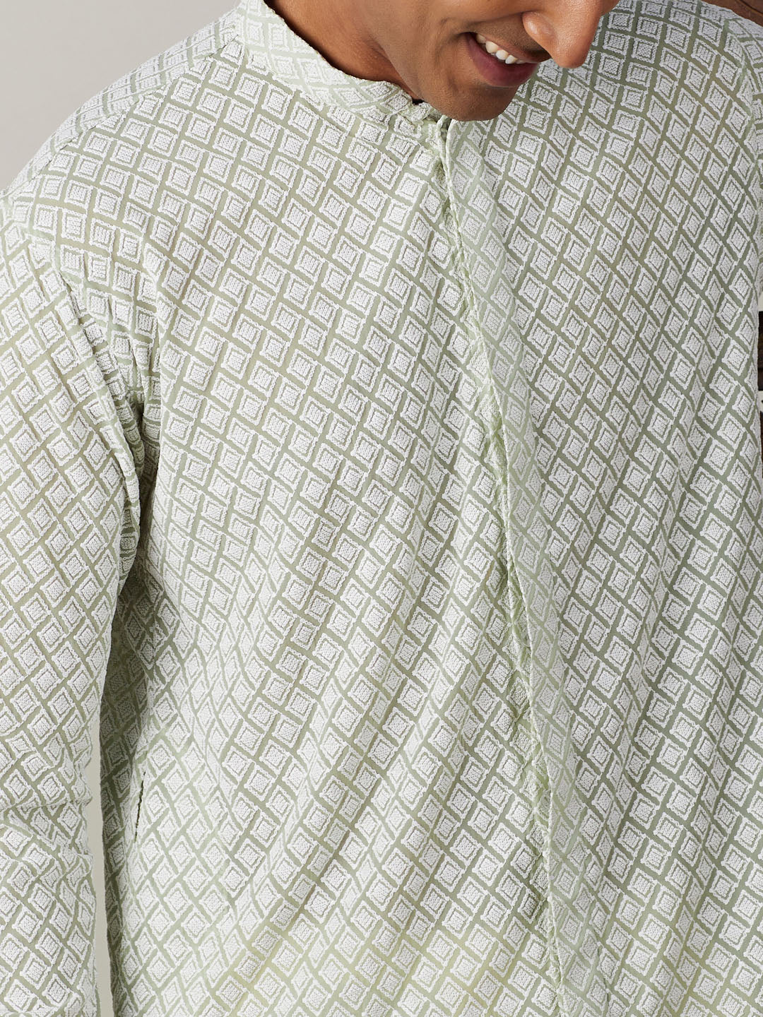 Vastramay Men's Green Georgette Kurta & Pyjama - Distacart