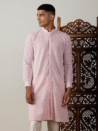 Thumbnail for Vastramay Men's Pink Georgette Kurta - Distacart