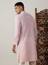 Thumbnail for Vastramay Men's Pink Georgette Kurta - Distacart