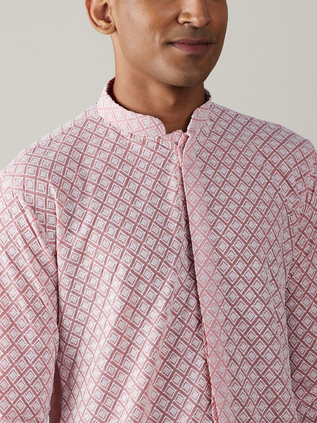 Vastramay Men's Pink Georgette Kurta - Distacart