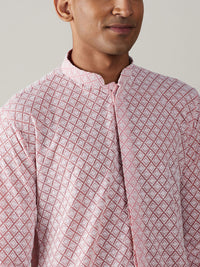 Thumbnail for Vastramay Men's Pink Georgette Kurta - Distacart
