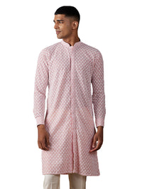 Thumbnail for Vastramay Men's Pink Georgette Kurta - Distacart