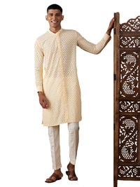 Thumbnail for Vastramay Men's Yellow Georgette Kurta & Pyjama - Distacart