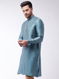 Thumbnail for VM by Vastramay Men's Light Blue Silk Blend Kurta - Distacart