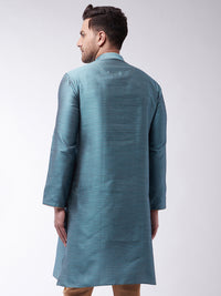 Thumbnail for VM by Vastramay Men's Light Blue Silk Blend Kurta - Distacart