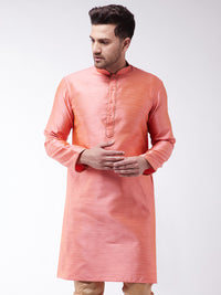 Thumbnail for VM by Vastramay Men's Pink Silk Blend Kurta - Distacart