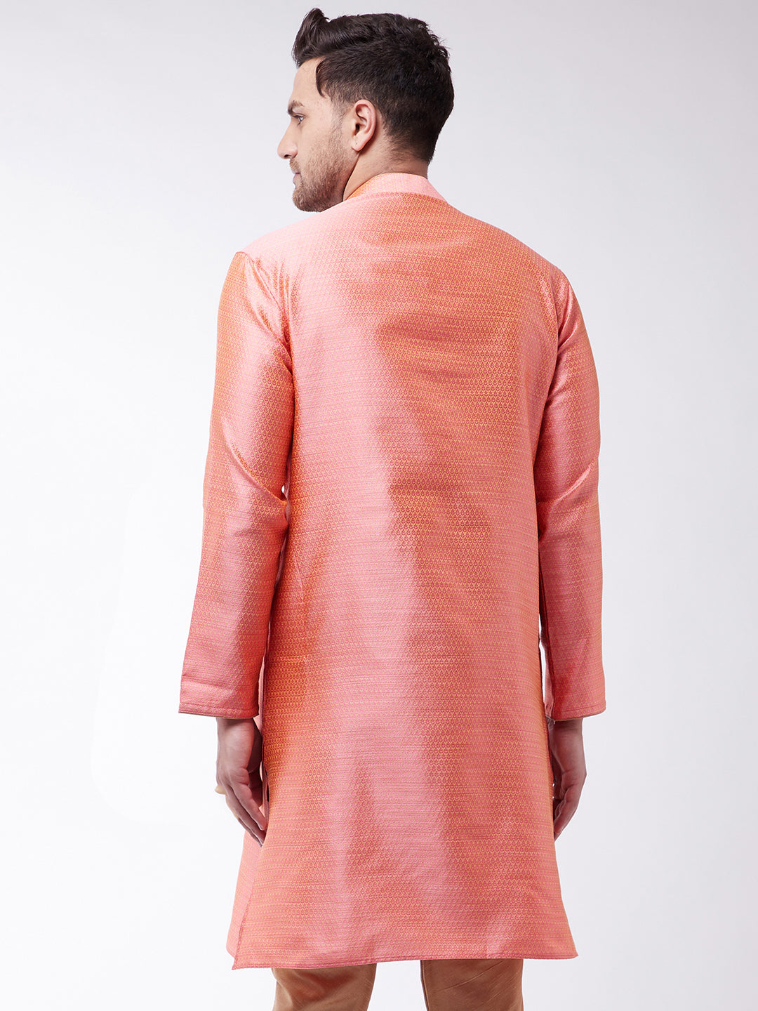 VM by Vastramay Men's Pink Silk Blend Kurta - Distacart