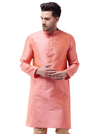 Thumbnail for VM by Vastramay Men's Pink Silk Blend Kurta - Distacart