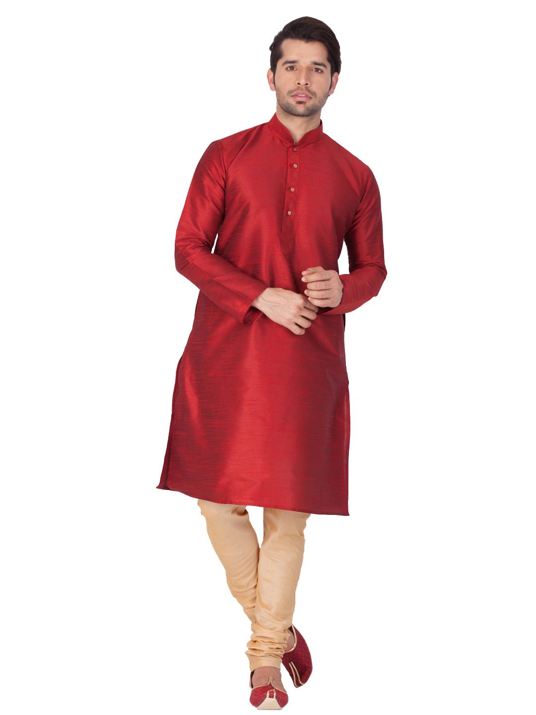 VM by Vastramay Men's Maroon Silk Blend Kurta Pyjama Set - Distacart
