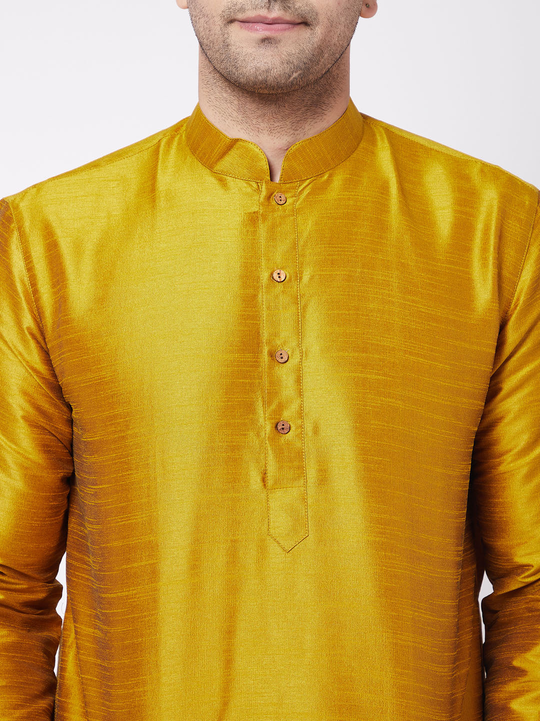 Vastramay Men's Mustard Silk Blend Kurta Pyjama Set - Distacart