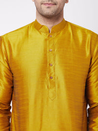 Thumbnail for Vastramay Men's Mustard Silk Blend Kurta Pyjama Set - Distacart
