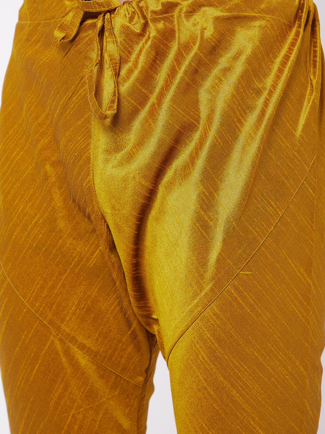 Vastramay Men's Mustard Silk Blend Kurta Pyjama Set - Distacart