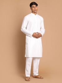 Thumbnail for Vastramay Men's White Pure Cotton Kurta Pyjama Set - Distacart