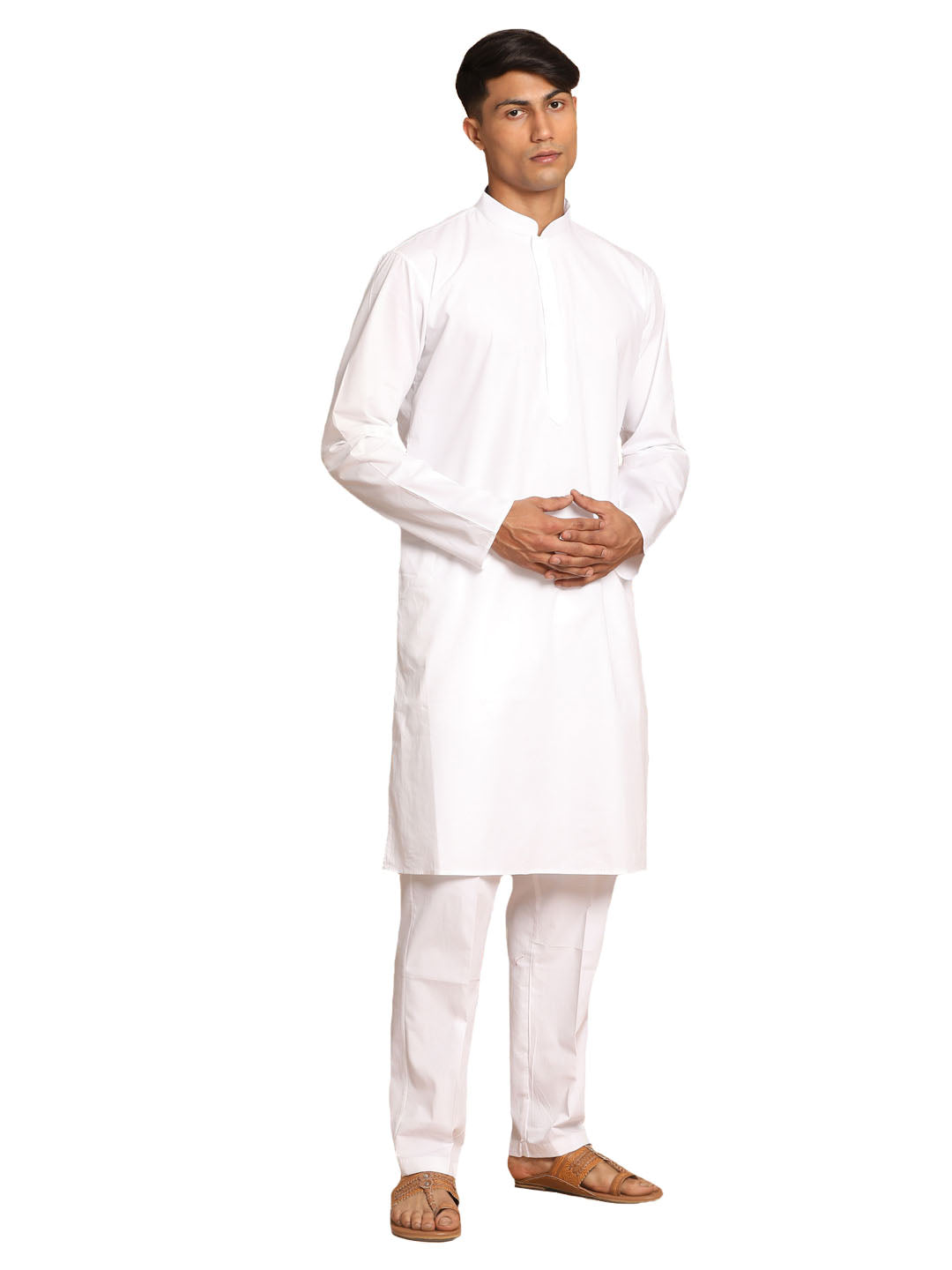Vastramay Men's White Pure Cotton Kurta Pyjama Set - Distacart