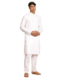Thumbnail for Vastramay Men's White Pure Cotton Kurta Pyjama Set - Distacart