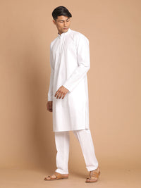 Thumbnail for Vastramay Men's White Pure Cotton Kurta Pyjama Set - Distacart