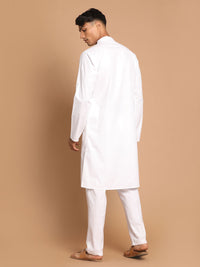 Thumbnail for Vastramay Men's White Pure Cotton Kurta Pyjama Set - Distacart