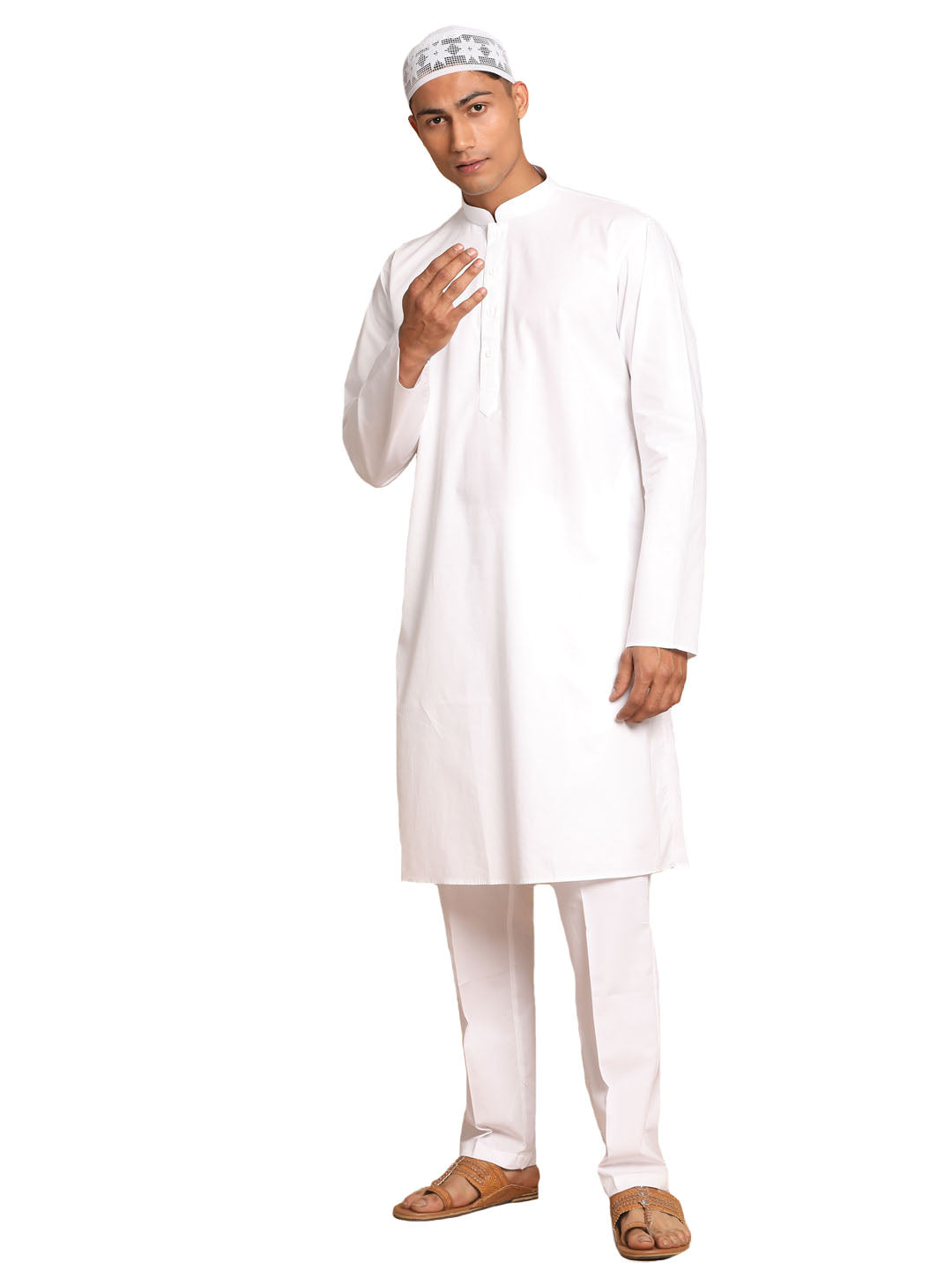 Vastramay Men's White Pure Cotton Kurta Pyjama Set - Distacart
