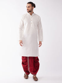 Thumbnail for Vastramay Men's Solid Kurta And Embroidered Traditional Dhoti Set - Distacart