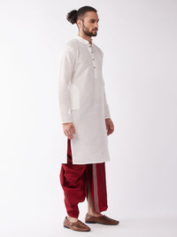 Thumbnail for Vastramay Men's Solid Kurta And Embroidered Traditional Dhoti Set - Distacart
