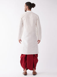 Thumbnail for Vastramay Men's Solid Kurta And Embroidered Traditional Dhoti Set - Distacart