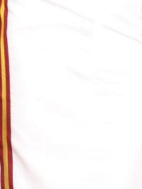 Thumbnail for Vastramay Men's White And Maroon Dhoti/Mundu/Vesty - Distacart