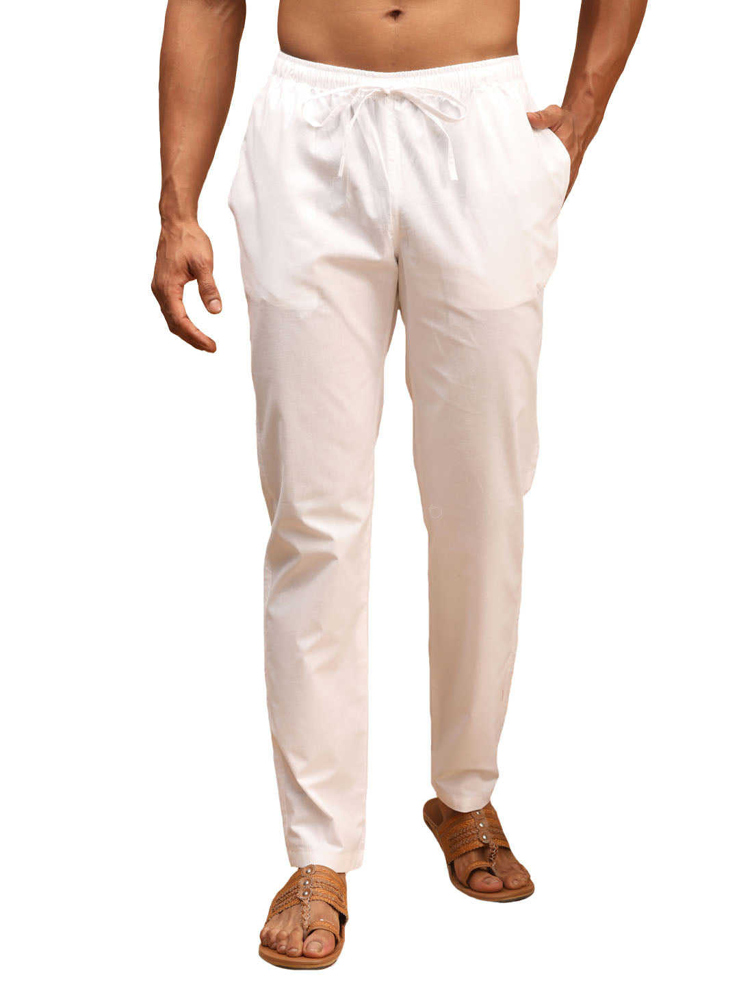 Vastramay Men's White Cotton Pant Style Pyjama - Distacart