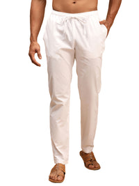 Thumbnail for Vastramay Men's White Cotton Pant Style Pyjama - Distacart